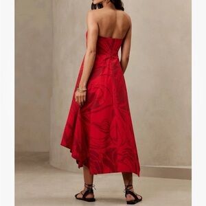 Banana Republic Asymmetrical Hem Midi Dress Red Onyx New With Tags Sleeveless